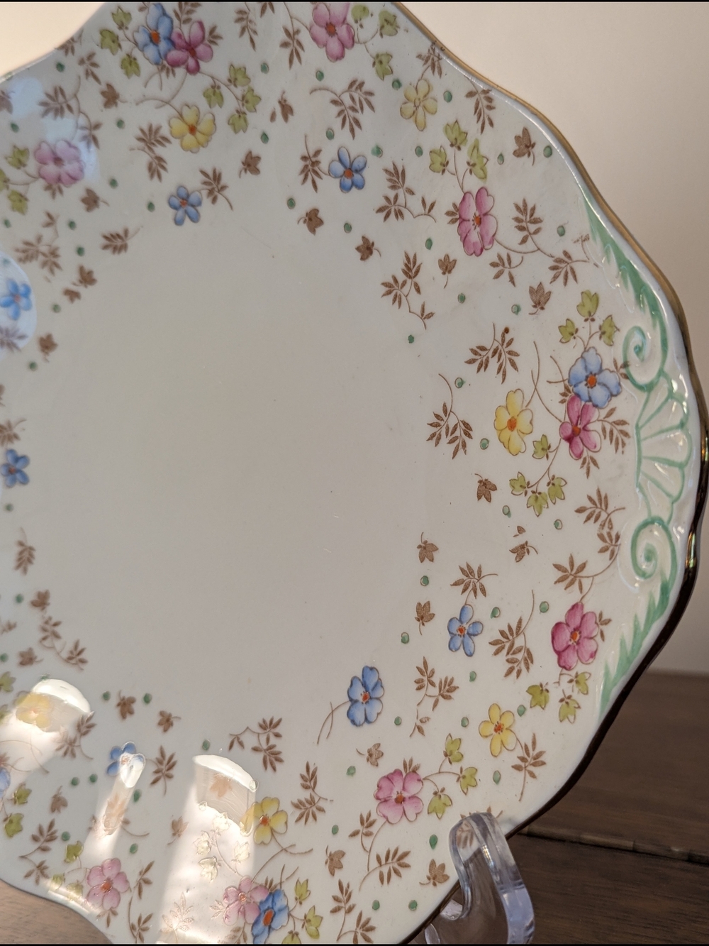 E.B. Foley Bone China English Floral Cake Plate / Serving Platter 9.5"